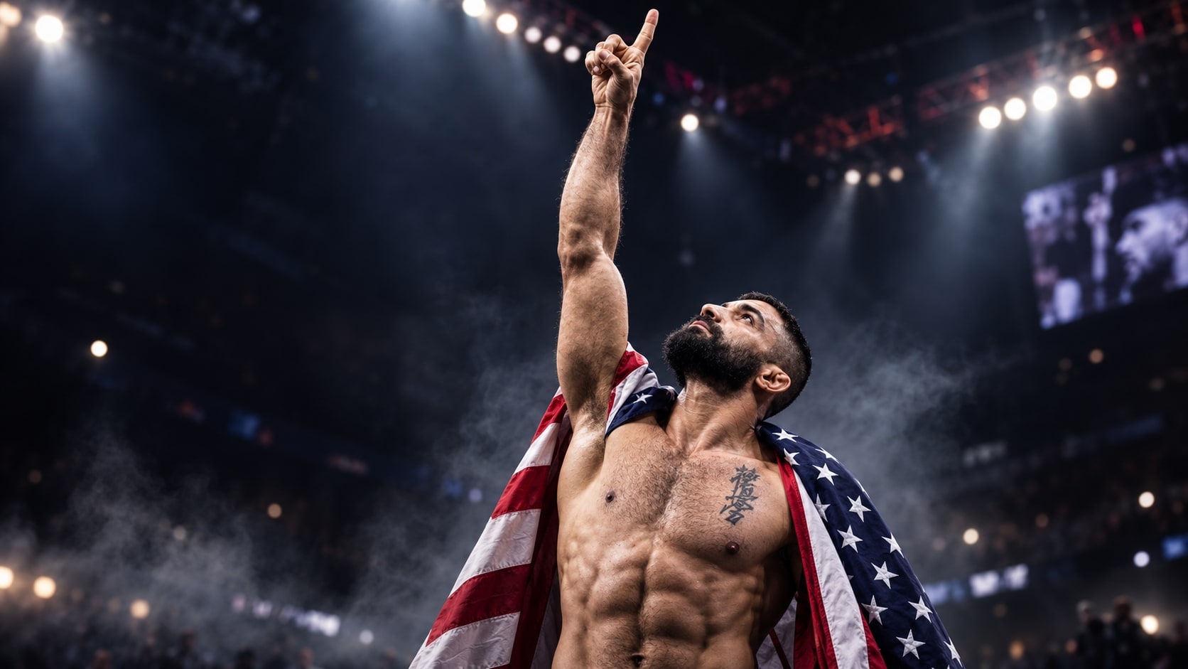 Adel Altamimi in the arena after a bare knuckle victory